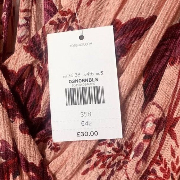 NWT Topshop Pink Floral Cold Shoulder Boho Romper - Picture 6 of 8